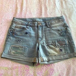 Denim Shorts Light Wash Girl’s 14 XL Stretch Cuffed WONDER NATION